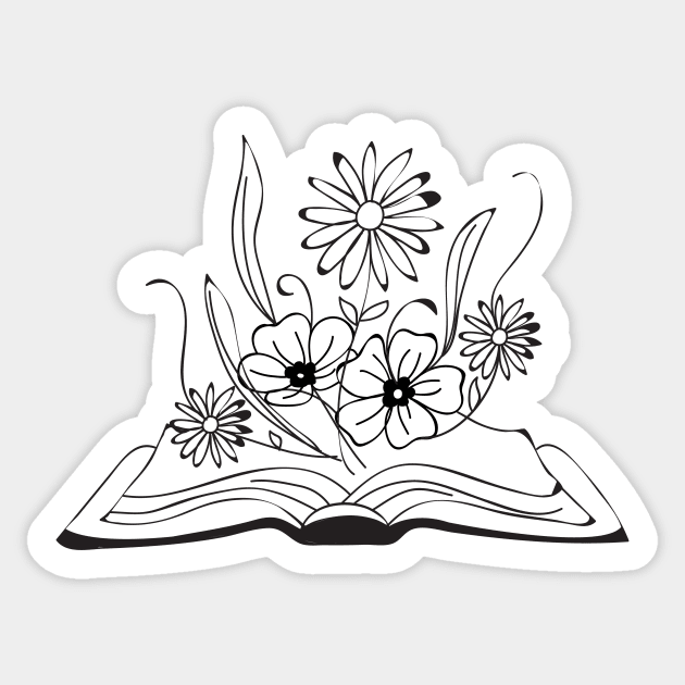 Flower Book, I love reading, Reading, Library, Book worm, Read books, Fantasy reading Sticker by snowshade